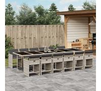 vidaXL Set comedor jardín y cojines 13 pzas ratán sintético gris claro