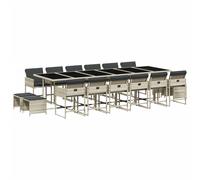 vidaXL Set comedor jardín y cojines 17 pzas ratán sintético gris claro