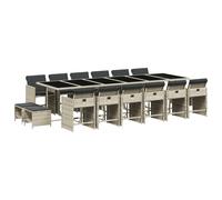 vidaXL Set comedor jardín y cojines 17 pzas ratán sintético gris claro