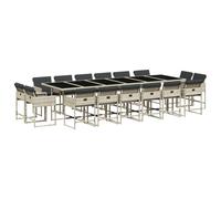 vidaXL Set comedor jardín y cojines 17 pzas ratán sintético gris claro