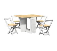 vidaXL Set comedor plegable Mariposa Corona 5 piezas – Madera pino blanco