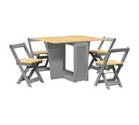 vidaXL Set de comedor plegable Mariposa Corona 5 pzas madera pino gris