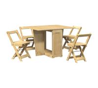 vidaXL Set comedor plegable Mariposa Corona, 5 pzas – madera pino marrón