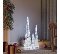 vidaXL Set cono luz LED decorativo acrílico blanco frío 30/45/60cm