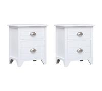 vidaXL Set de 2 mesitas de Noche 2 cajones Blanco Muebles casa mesilla Bricolaje