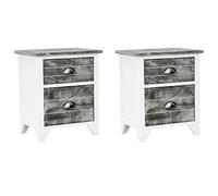 vidaXL Set de 2 Mesitas de Noche con 2 Cajones Gris Blanco Mesilla Dormitorio