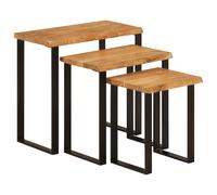 vidaXL Set de 3 mesas apilables con borde natural madera acacia maciza