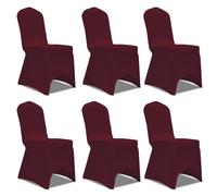 vidaXL Set de 6 Fundas ajustadas para sillas, color rojo burdeos