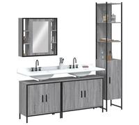 vidaXL Set de armario de baño 4 pzas madera contrachapada gris sonoma
