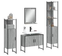 vidaXL Set de armario de baño 4 pzas madera contrachapada gris sonoma