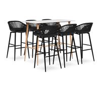 vidaXL Set de bar de 7 piezas blanco y negro