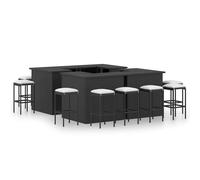 vidaXL Set de bar para jardín 16 piezas cojines ratán sintético negro