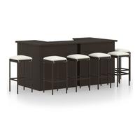 vidaXL Set de bar para jardín 8 pzas y cojines ratán sintético marrón