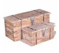 vidaXL Set de baúl de almacenamiento de madera de acacia 2 unidades