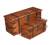 vidaXL Set de baúles de almacenamiento de madera maciza 2 piezas
