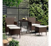 vidaXL Set de bistró de jardín 5 pzas ratán PE vidrio templado marrón