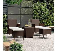 vidaXL Set de bistró de jardín 5 pzas ratán PE vidrio templado marrón