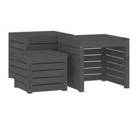 vidaXL Set de cajas de jardín 3 piezas madera maciza de pino gris