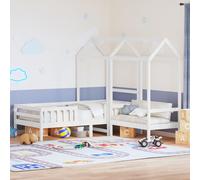 vidaXL Set de cama y banco con techo madera de pino blanco 80x200 cm