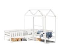 vidaXL Set de cama y banco con techo madera de pino blanco 80x200 cm