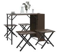 Juego De Comedor De Jardín Plegable 5 Piezas Ratán Pe Marrón Vidaxl