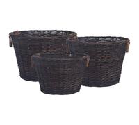 vidaXL Set de cestas apilables para leña 3 uds sauce marrón oscuro