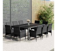 vidaXL Set de comedor de jardín 11 piezas ratán sintético gris 150 cm