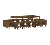 vidaXL Set de comedor de jardín 17 pzas madera maciza pino marrón miel
