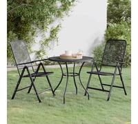 vidaXL Set de comedor de jardín 3 pzas malla metal expandido antracita