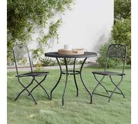 vidaXL Set de comedor de jardín 3 pzas malla metal expandido antracita