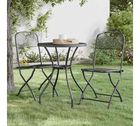 vidaXL Set de comedor de jardín 3 pzas malla metal expandido antracita