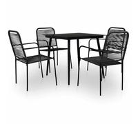 vidaXL Set de comedor de jardín 5 pzas cuerda de algodón y acero negro