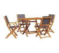 vidaXL Set de comedor de jardín 5 pzas tela madera maciza antracita