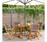 vidaXL Set de comedor de jardín 5 pzas tela madera maciza antracita