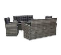 vidaXL Set de comedor de jardín 5 pzas y cojines ratán sintético gris