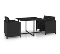vidaXL Set de comedor de jardín 5 pzas y cojines ratán sintético negro