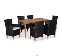 vidaXL Set de comedor de jardín 7 pzas ratán sintético negro y marrón