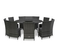 vidaXL Set de comedor de jardín 7 pzas y cojines ratán sintético gris