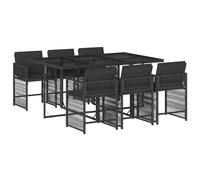 vidaXL Set de comedor de jardín 7 pzas y cojines ratán sintético negro