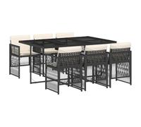 vidaXL Set de Comedor de jardín 7 pzas y Cojines ratán sintético Negro