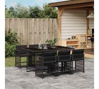 vidaXL Set de comedor de jardín 7 pzas y cojines ratán sintético negro