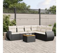vidaXL Set de comedor de jardín 7 pzas y cojines ratán sintético negro