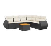 vidaXL Set de comedor de jardín 7 pzas y cojines ratán sintético negro