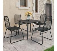 vidaXL Set de comedor de jardín de 5 piezas PVC ratán negro