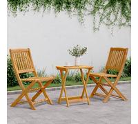 vidaXL Set de comedor de jardín plegable 3 pzas madera maciza acacia
