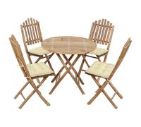 vidaXL Set de comedor de jardín plegable 5 piezas con cojines bambú