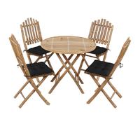 vidaXL Set de comedor de jardín plegable 5 piezas con cojines bambú
