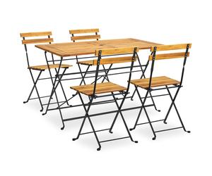 vidaXL Set de comedor de jardín plegable 5 pzas madera maciza acacia