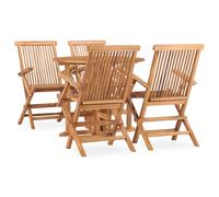 vidaXL Set de comedor de jardín plegable 5 pzas madera maciza de teca