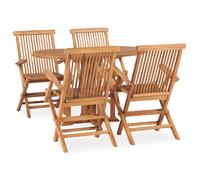 vidaXL Set de comedor de jardín plegable 5 pzas madera maciza de teca